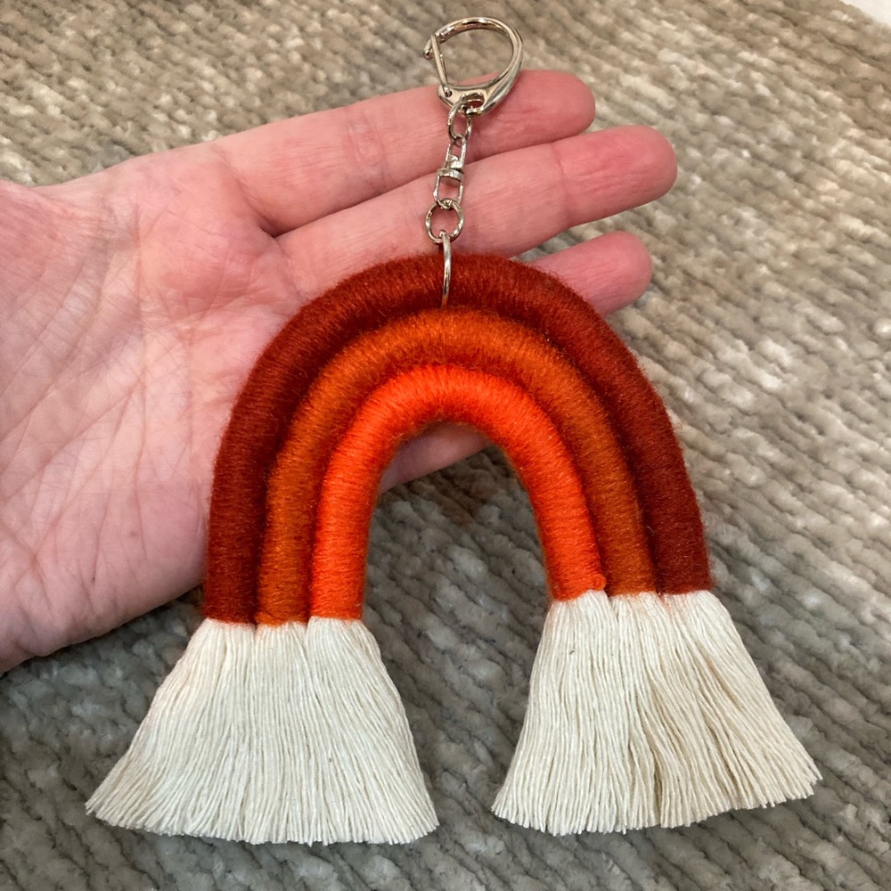 🔸NWT🔸 Orange Ombre Macrame Rainbow Keychain / Purse Charm/ Tassel